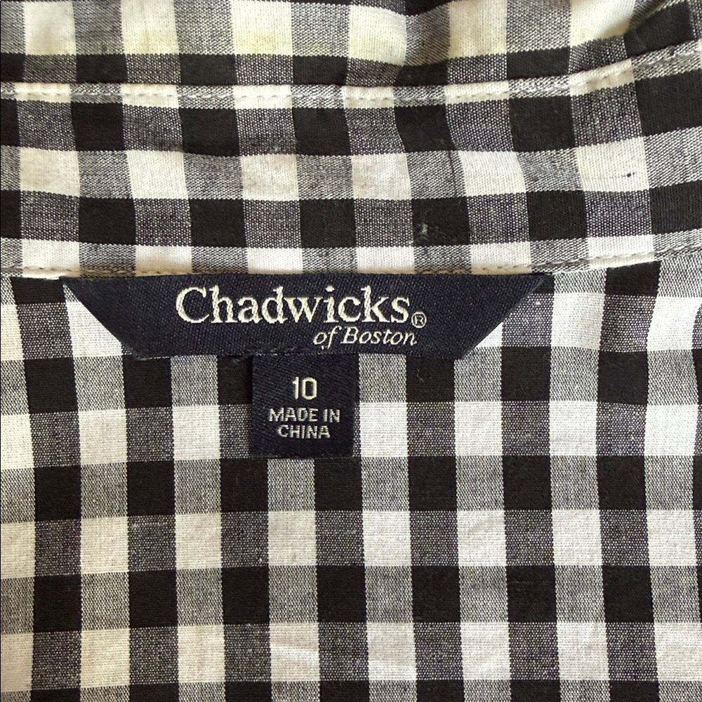 Chadwicks Black and White Gingham Button-Down Shirt - Picture 7 of 8